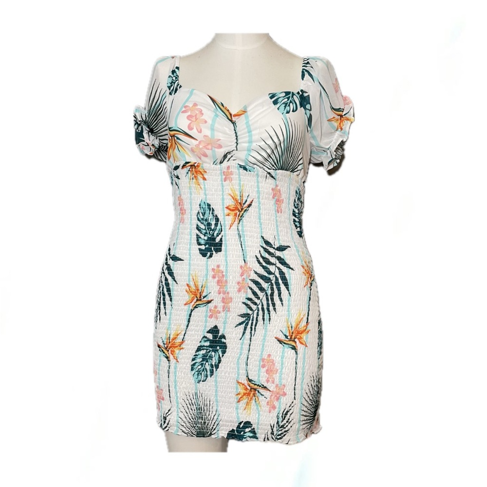 Guess Floral Maxi Dress - White and Green
